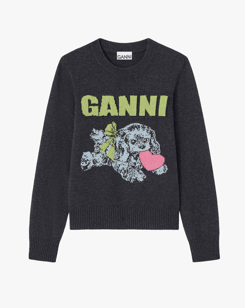 Graphic Wool Mix Puppy Love Sweater