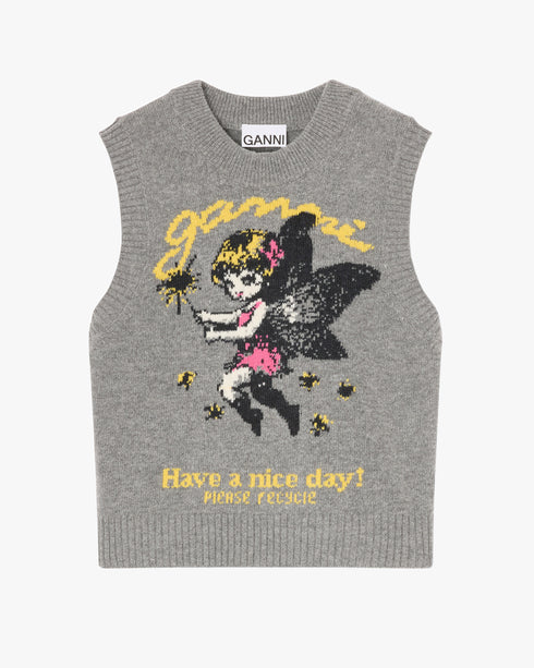 Graphic Wool Fairy Vest