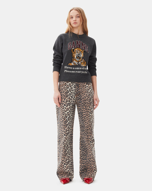 Izey Leopard Print Denim
