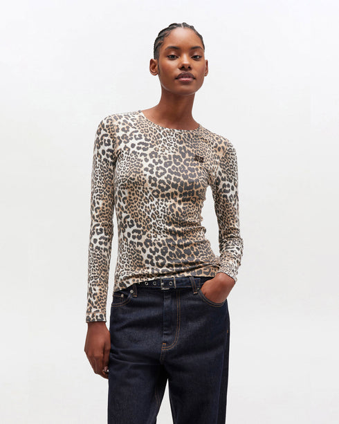 Leopard Rib Long Sleeve T-Shirt