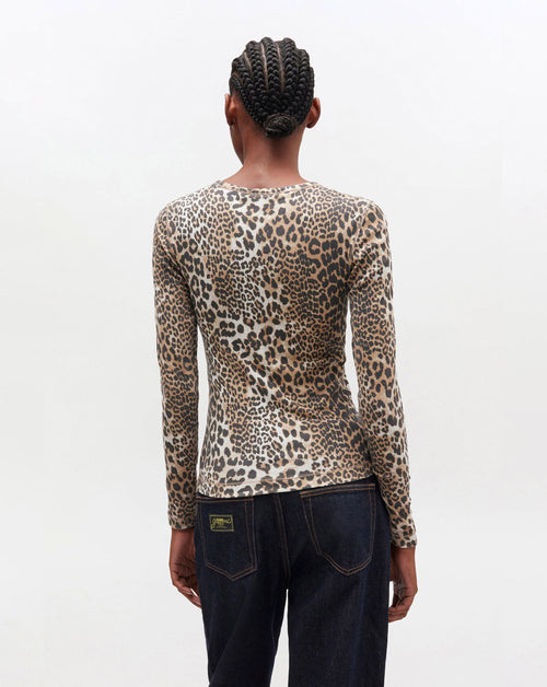 Leopard Rib Long Sleeve T-Shirt