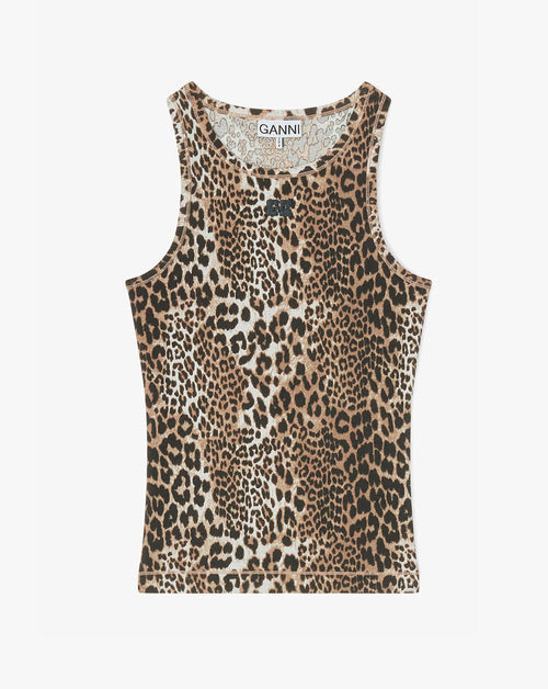 Leopard Rib Tank Top