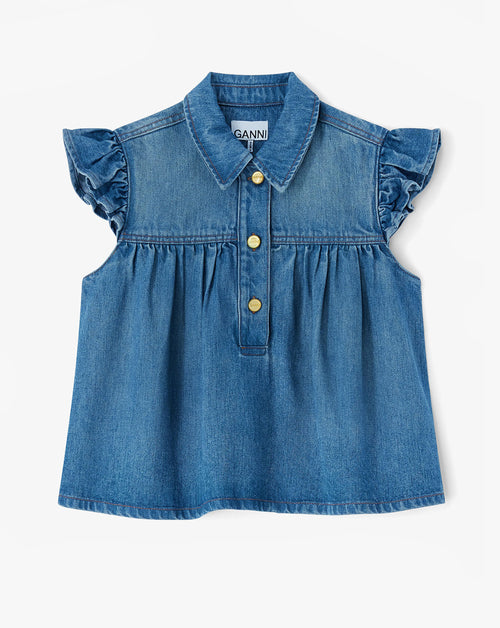 Denim Ruffle Top