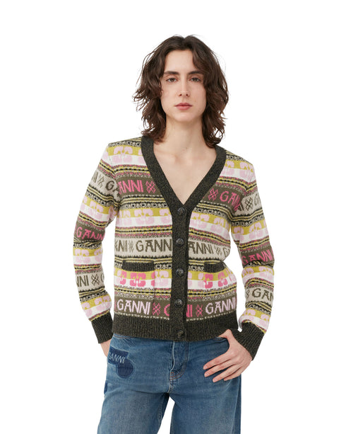 Logo Wool Mix Cardigan