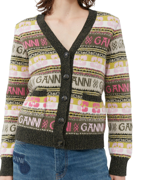 Logo Wool Mix Cardigan