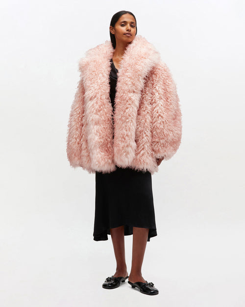 Long Pile Alternative Fur Midi Coat