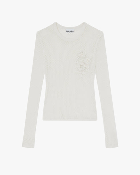 Mesh Pointelle LS T-Shirt
