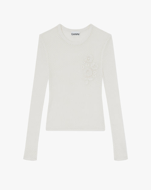 Mesh Pointelle LS T-Shirt