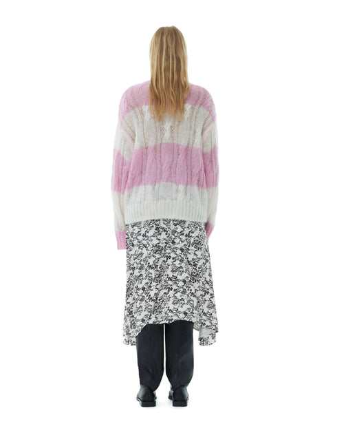 Mohair Striped Cable Sweater