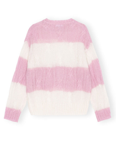 Mohair Striped Cable Sweater