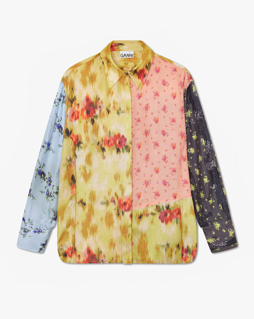 Multi Printed Silk Twill LS Shirt