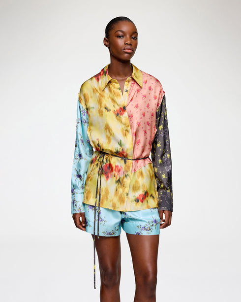 Multi Printed Silk Twill LS Shirt