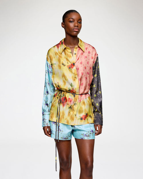 Multi Printed Silk Twill LS Shirt