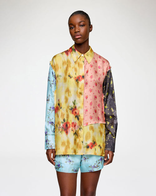 Multi Printed Silk Twill LS Shirt