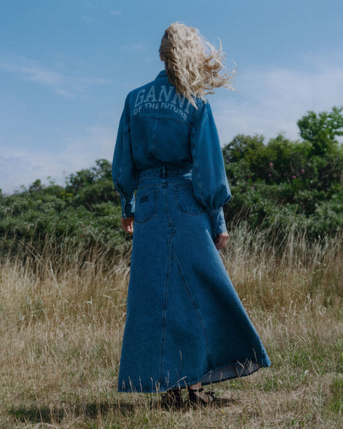 Overdyed Double Fly Denim Skirt