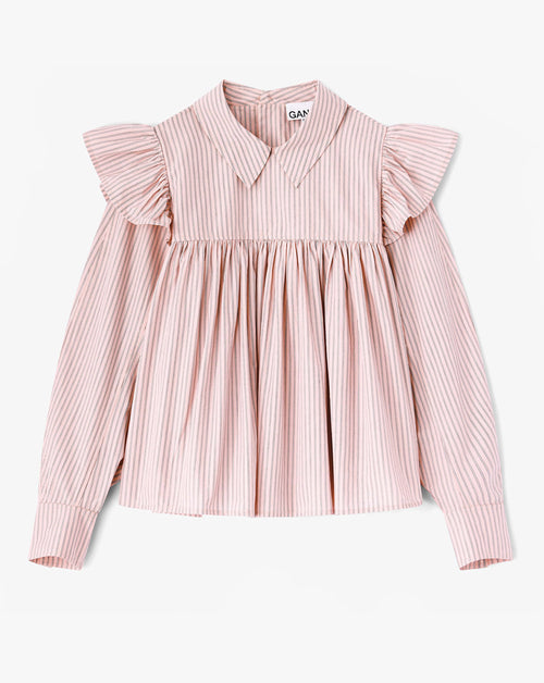 Oxford Stripe Frill Blouse