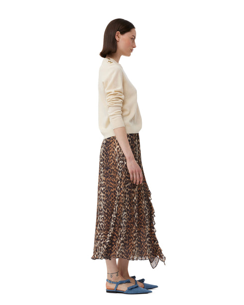 Georgette Midi Flounce Skirt