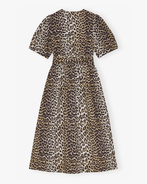 Printed Cotton Tie Strap Midi Dress
