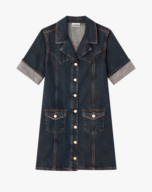 Slub Mix Denim Mini Dress