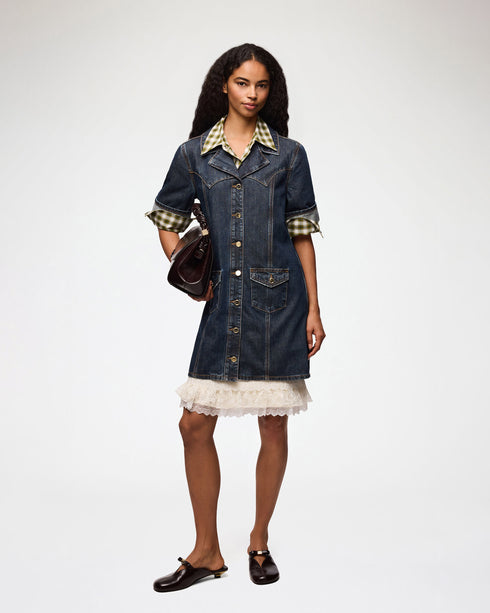 Slub Mix Denim Mini Dress