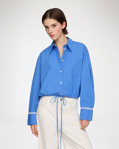 Stretch Cotton Cropped Bowling Shirt