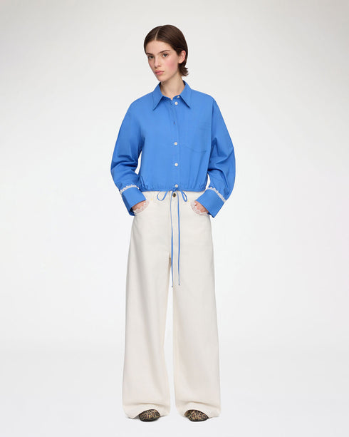Stretch Cotton Cropped Bowling Shirt