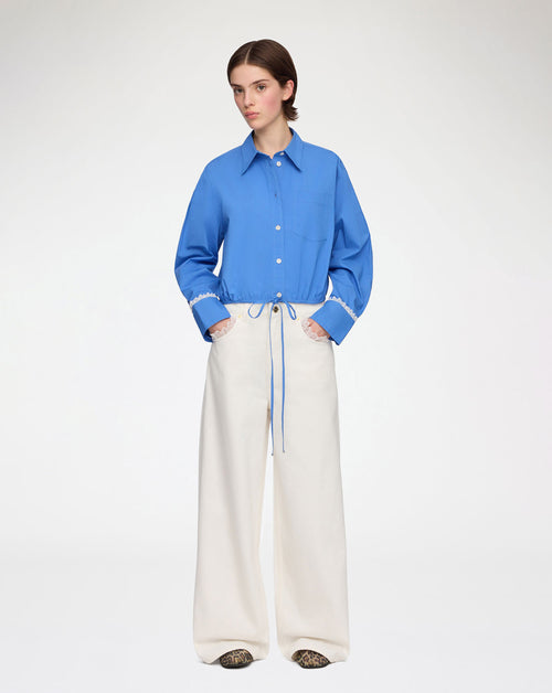 Stretch Cotton Cropped Bowling Shirt