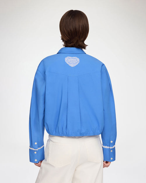 Stretch Cotton Cropped Bowling Shirt