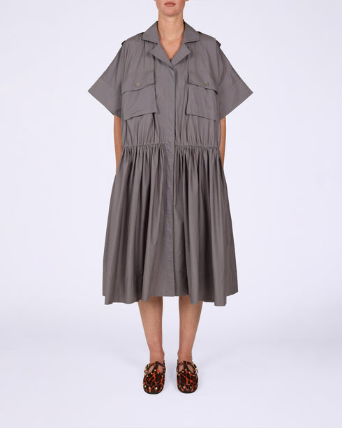 Stretch Cotton Midi Utility Dress