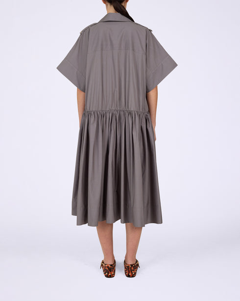 Stretch Cotton Midi Utility Dress