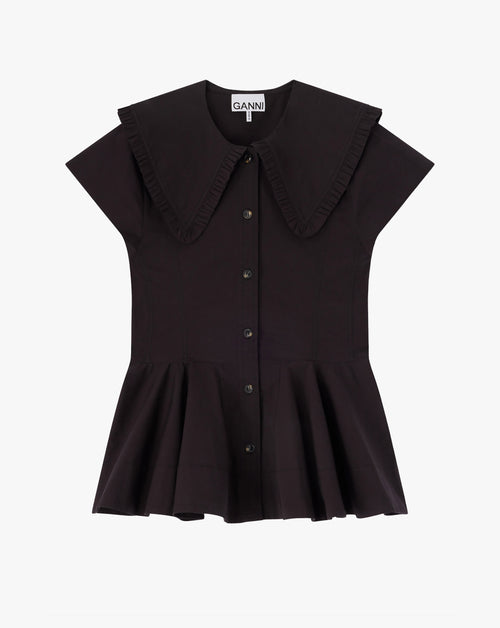 Stretch Cotton Peter Pan Collar Shirt