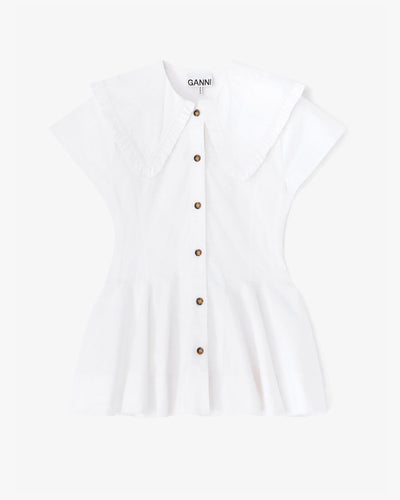 Stretch Cotton Peter Pan Collar Shirt