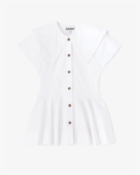 Stretch Cotton Peter Pan Collar Shirt
