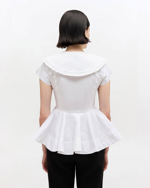 Stretch Cotton Peter Pan Collar Shirt