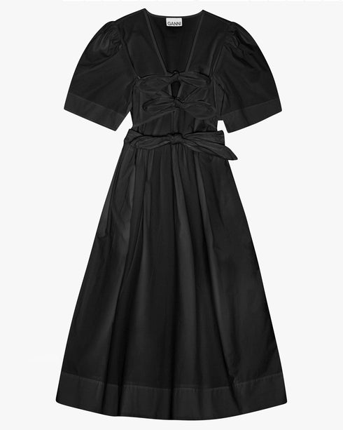 Stretch Cotton Tie Strap Midi Dress