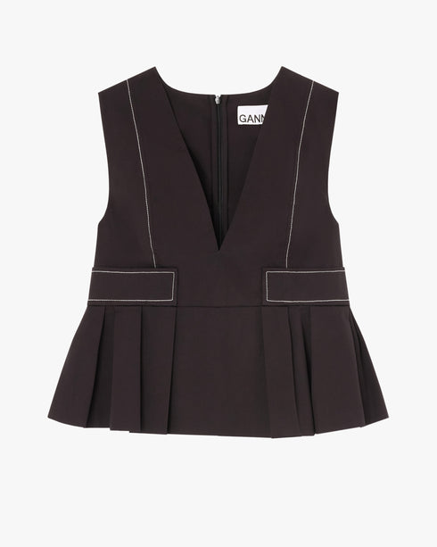 Stretch Cotton V-Neck Blouse