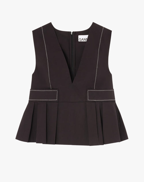 Stretch Cotton V-Neck Blouse