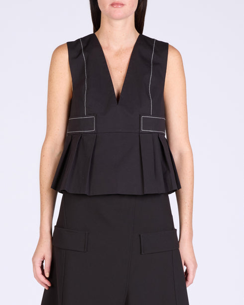 Stretch Cotton V-Neck Blouse