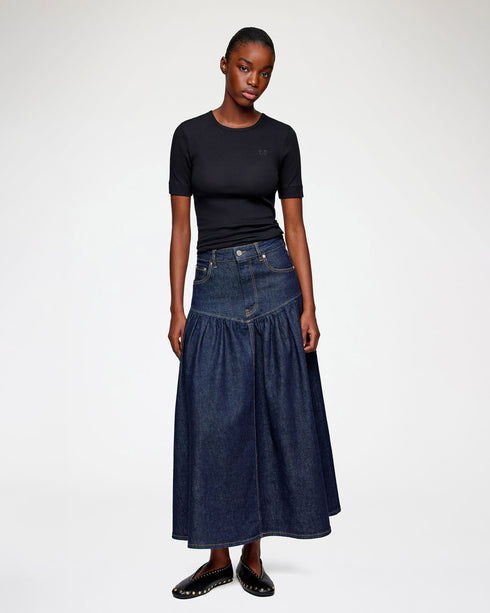 Stretch Denim Long Skirt