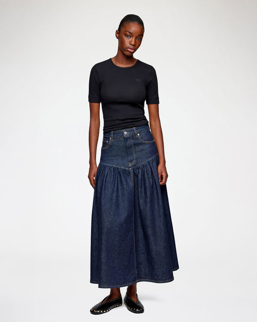 Stretch Denim Long Skirt
