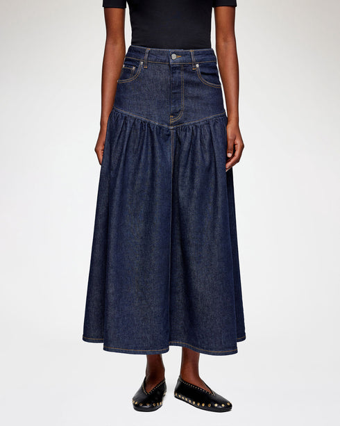Stretch Denim Long Skirt