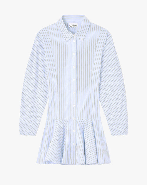 Stripe Cotton Buttoned Mini Dress