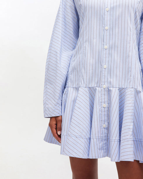 Stripe Cotton Buttoned Mini Dress
