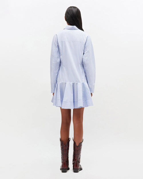 Stripe Cotton Buttoned Mini Dress