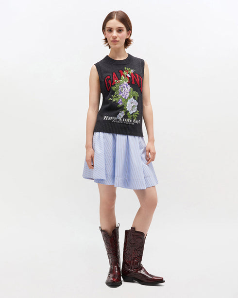 Stripe Cotton Mini Circle Skirt