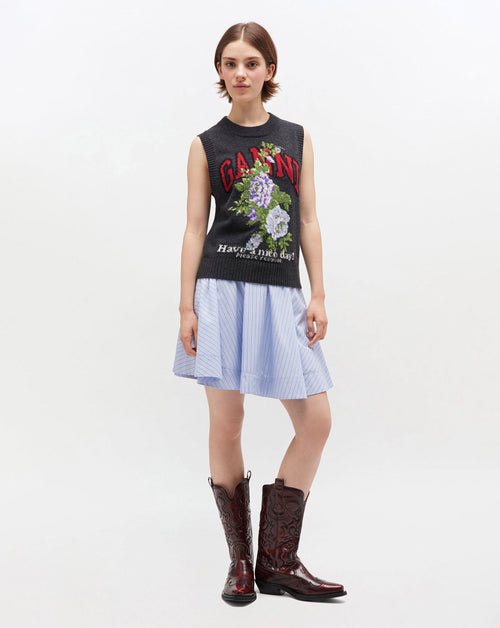 Stripe Cotton Mini Circle Skirt