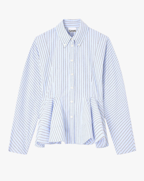 Stripe Cotton Peplum Shirt