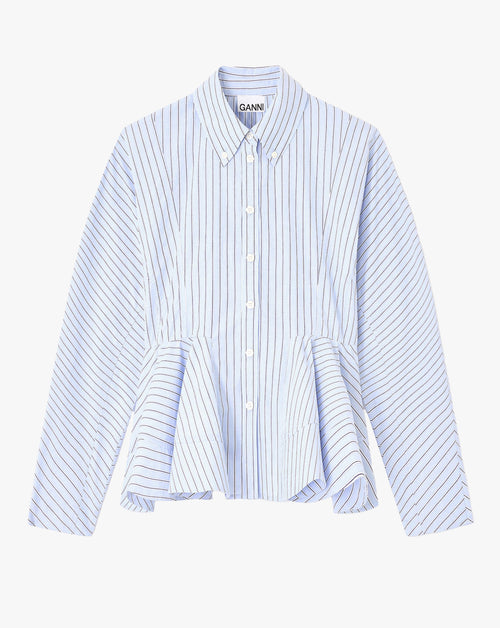 Stripe Cotton Peplum Shirt