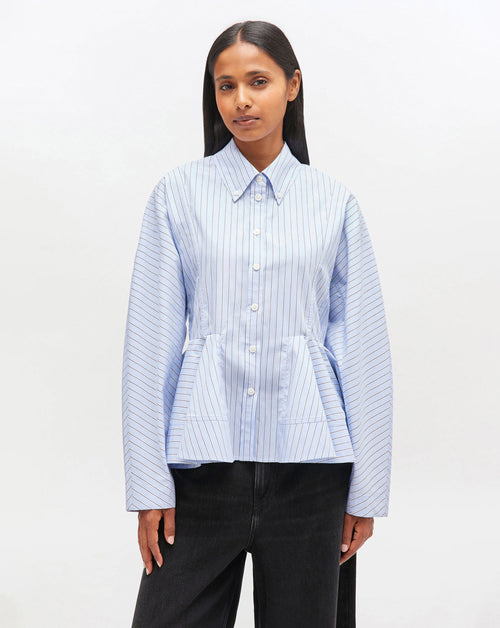 Stripe Cotton Peplum Shirt