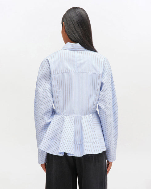 Stripe Cotton Peplum Shirt